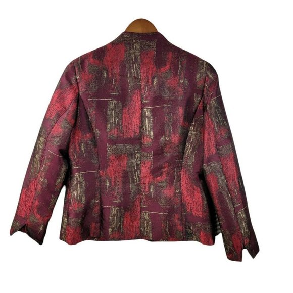 Coldwater Creek Size Medium Jacket Blazer Colorful career Art to Wear red paint - Picture 3 of 5